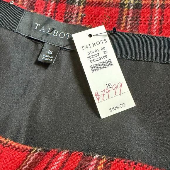 TALBOTS NWT PLAID SEQUIN WOOL BLEND SKIRT PREPPY HOLIDAY CHRISTMAS PLUS SIZE 16 - Picture 4 of 6